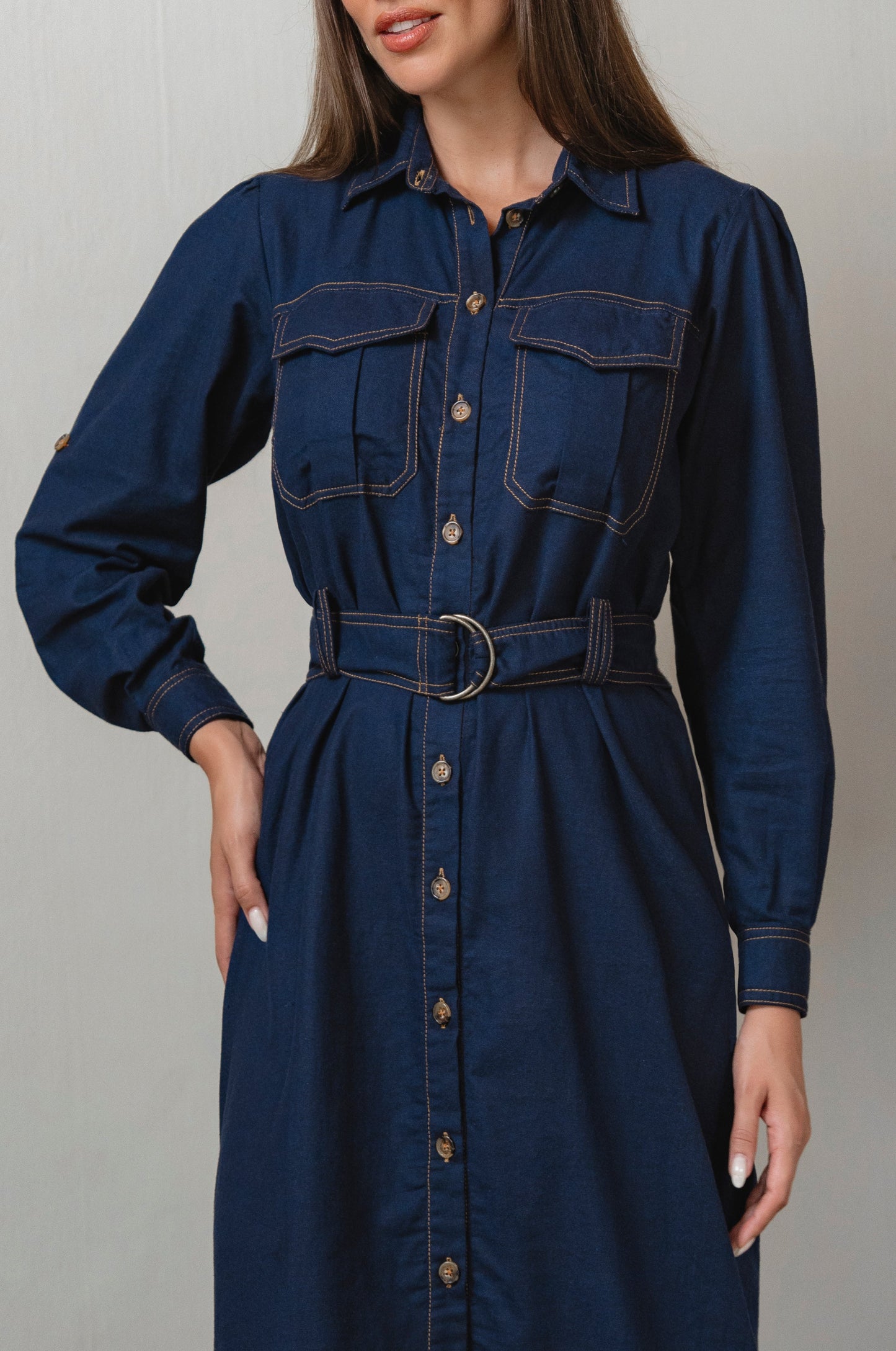Marcia Belted Linen Shirt Dress