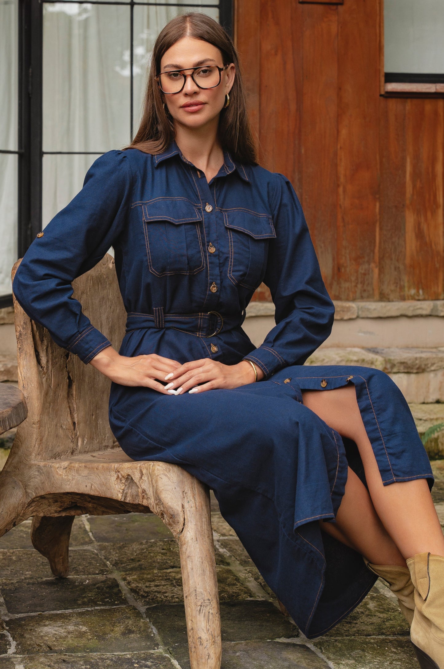 Marcia Belted Linen Shirt Dress