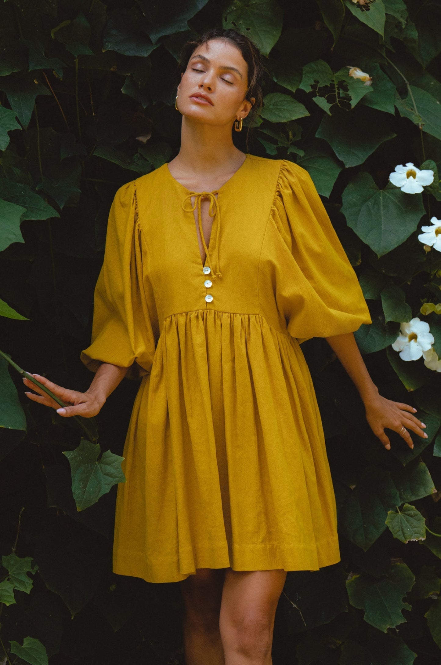 Ximena Babydoll Linen Mini Dress