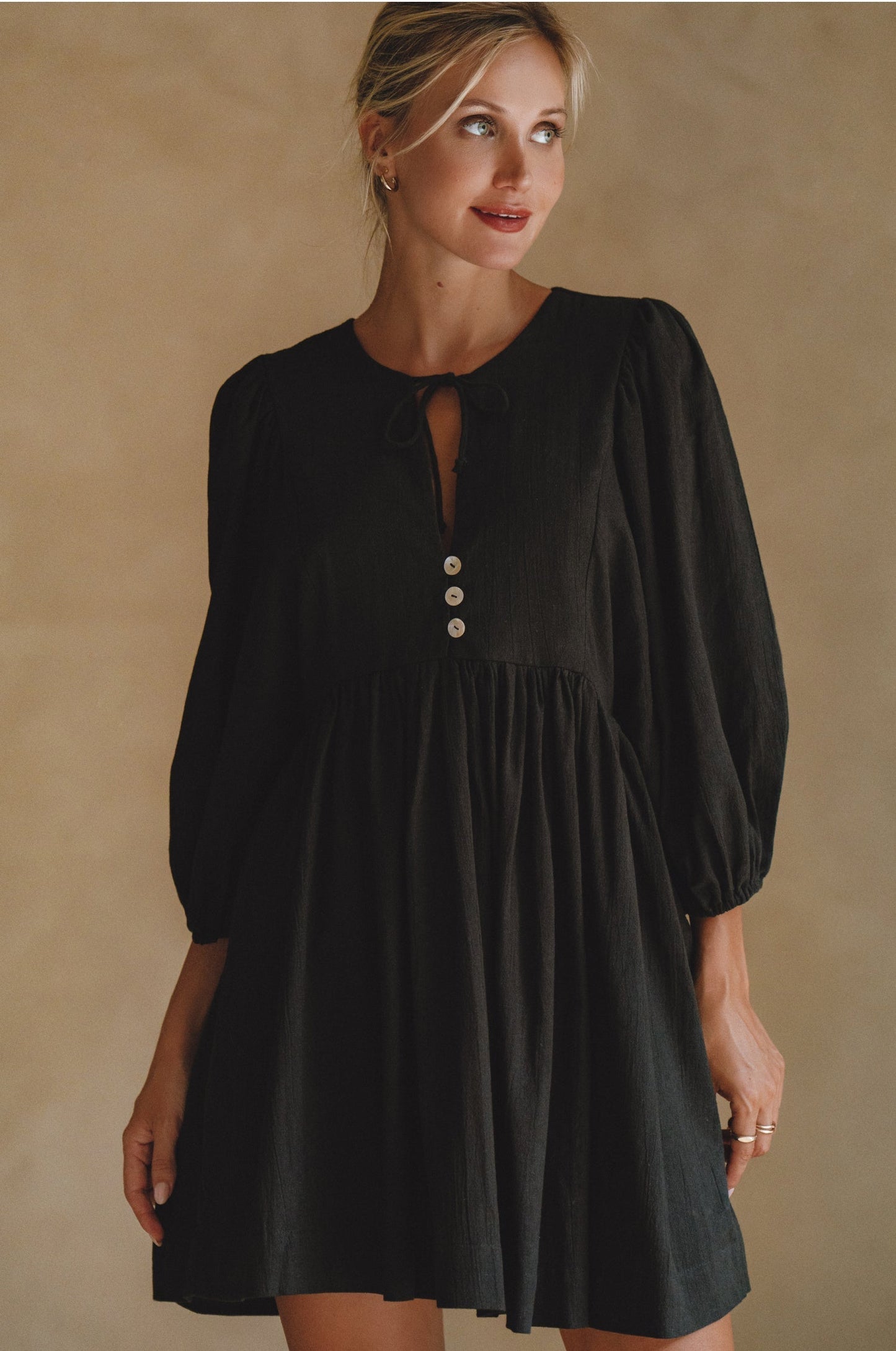 Ximena Babydoll Linen Mini Dress