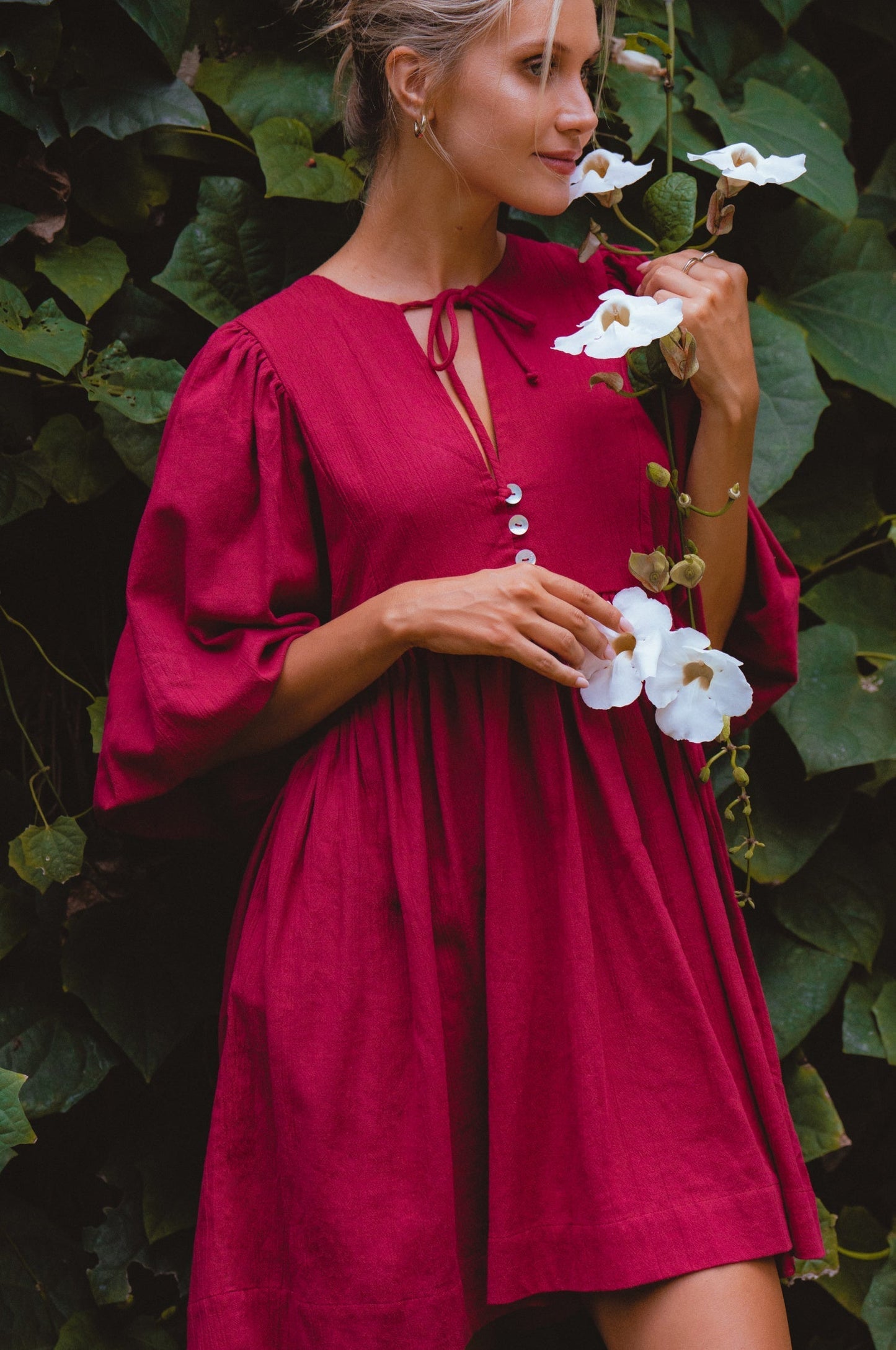 Ximena Babydoll Linen Mini Dress