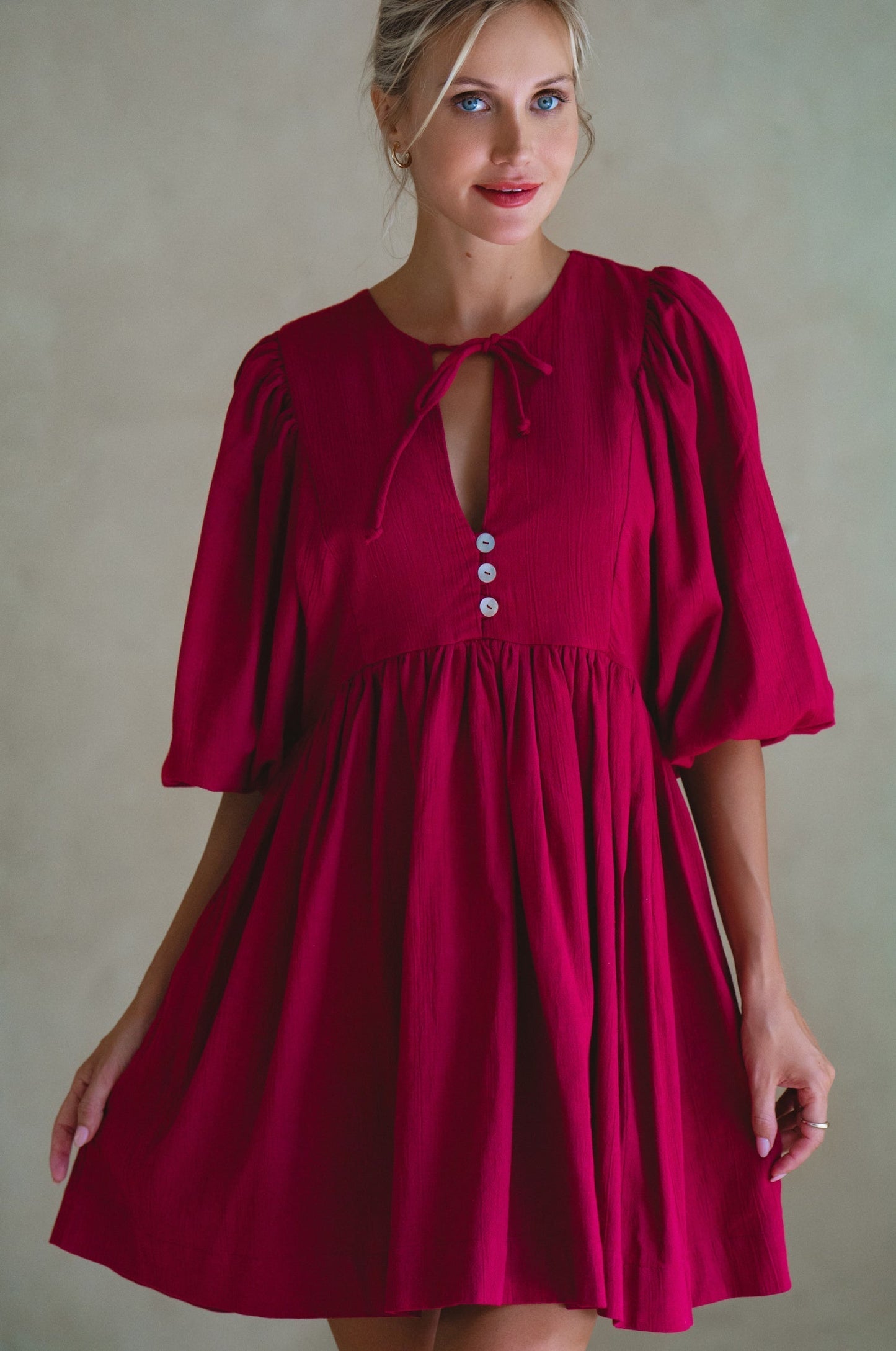 Ximena Babydoll Linen Mini Dress