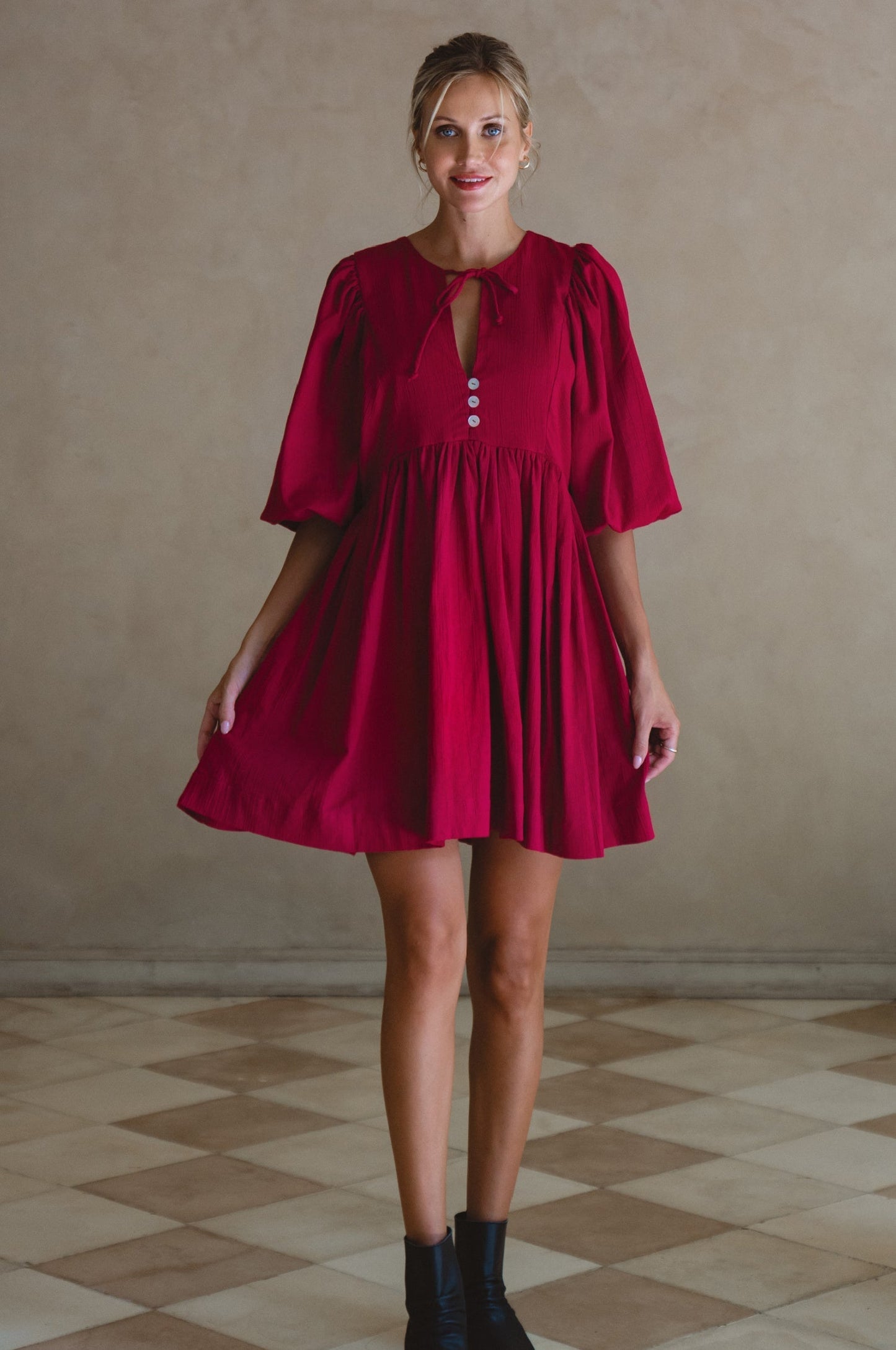 Ximena Babydoll Linen Mini Dress
