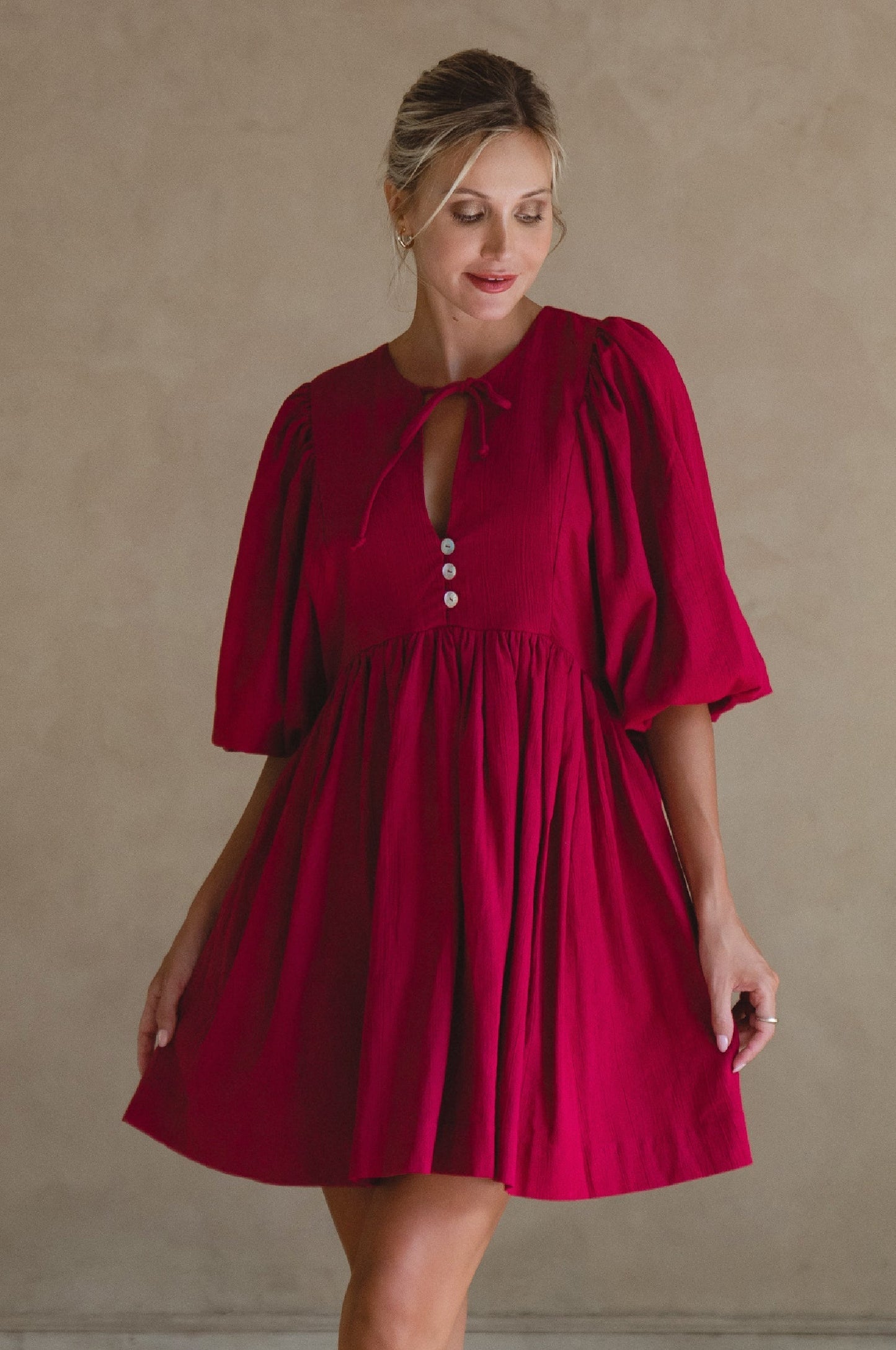 Ximena Babydoll Linen Mini Dress