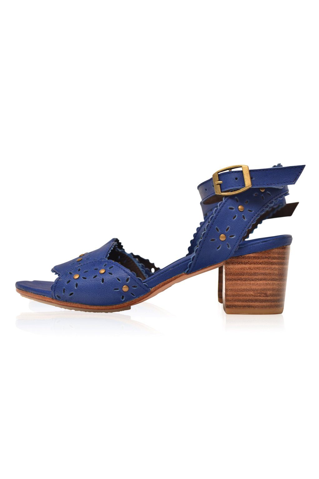 Rosabel Scalloped Leather Heel Sandals