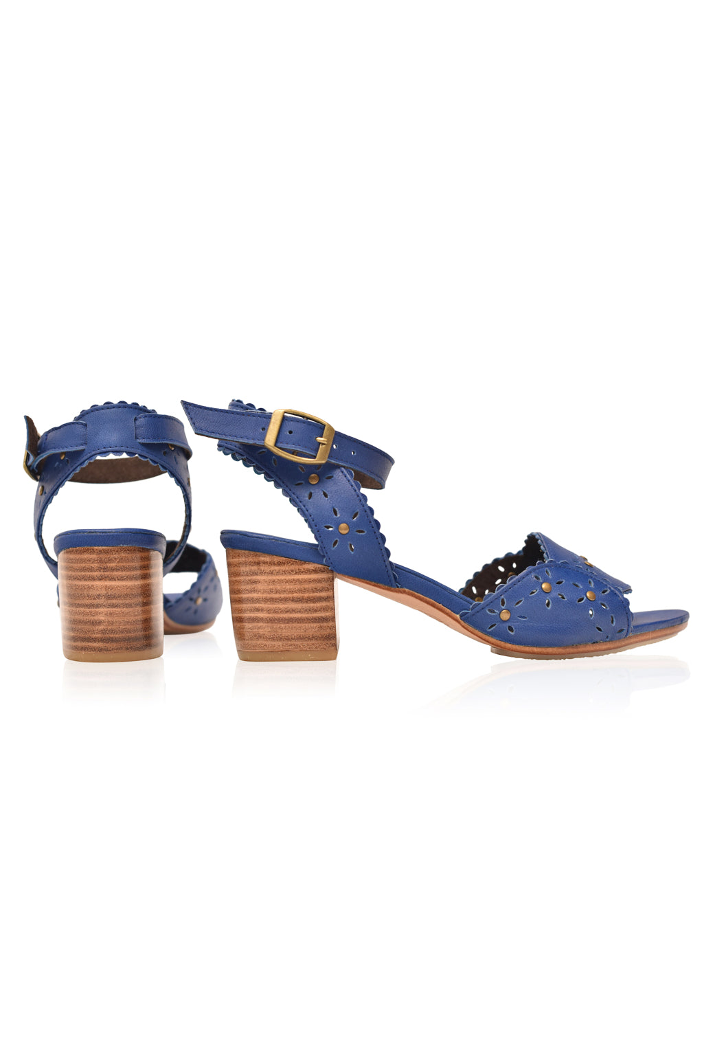 Rosabel Scalloped Leather Heel Sandals