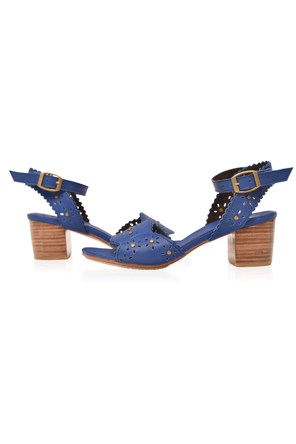 Rosabel Scalloped Leather Heel Sandals