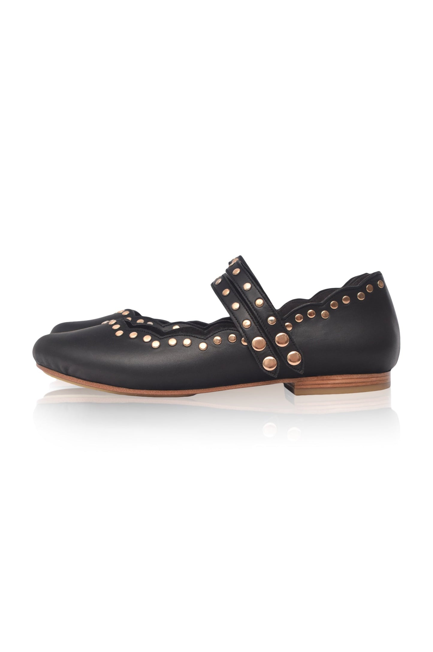 Isolde Dual-Strap Leather Ballet Flats