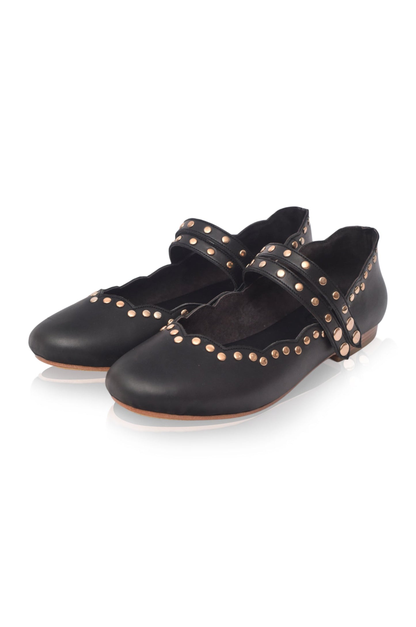 Isolde Dual-Strap Leather Ballet Flats