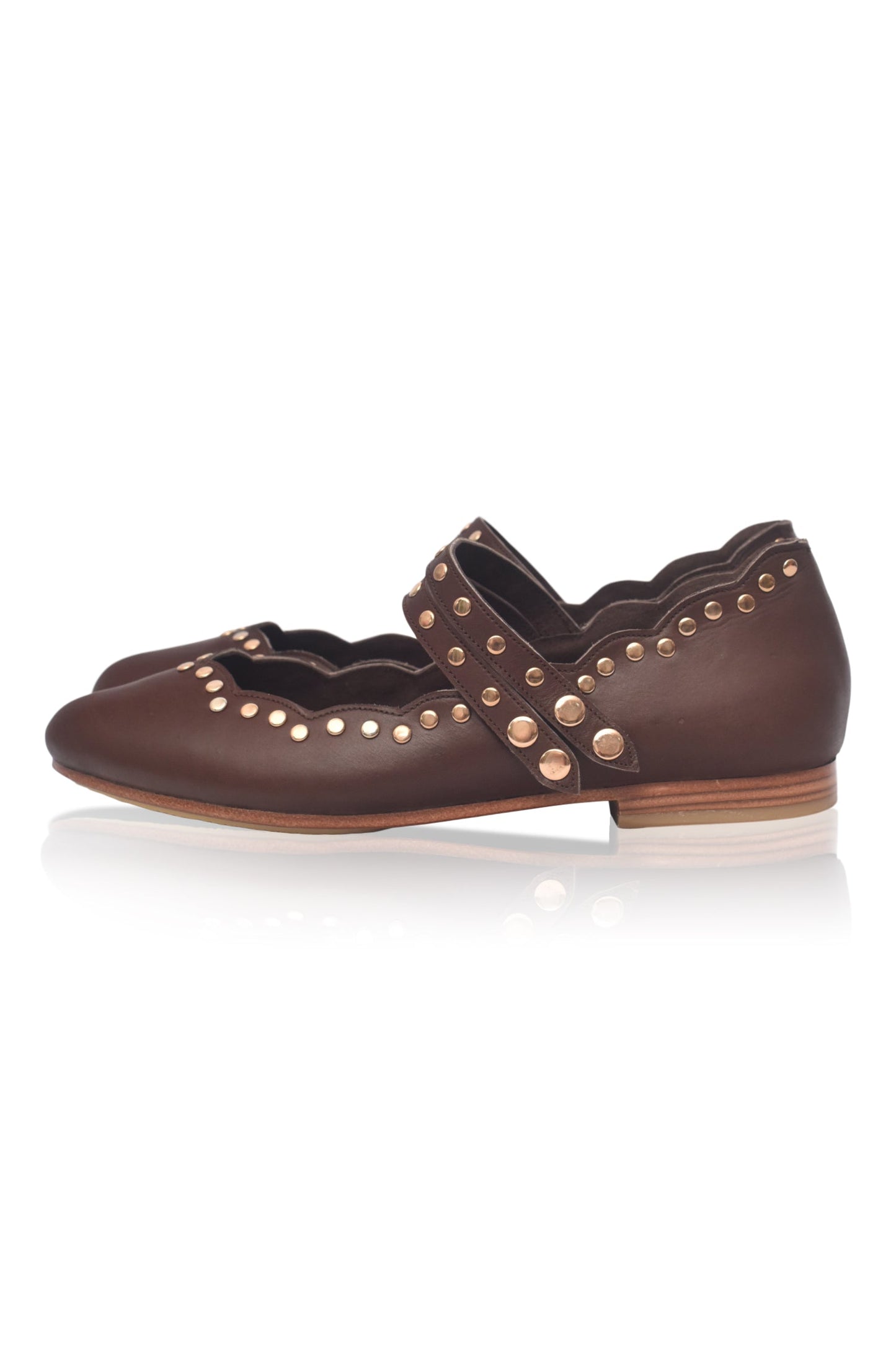 Isolde Dual-Strap Leather Ballet Flats