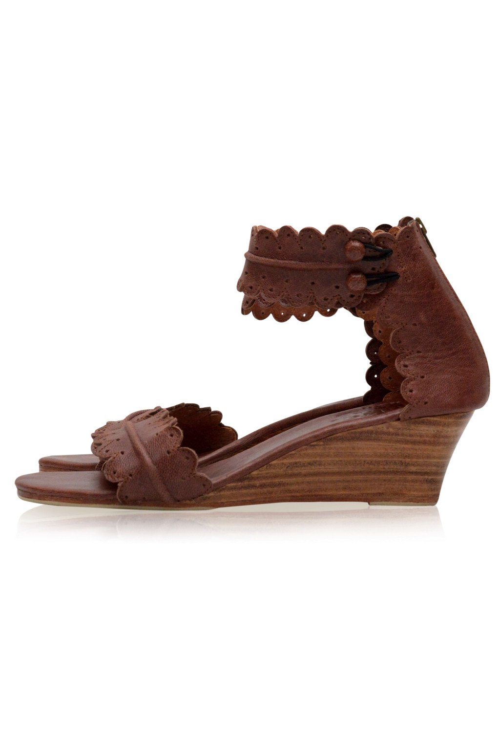 Jessamine Wooden Wedge Leather Sandals