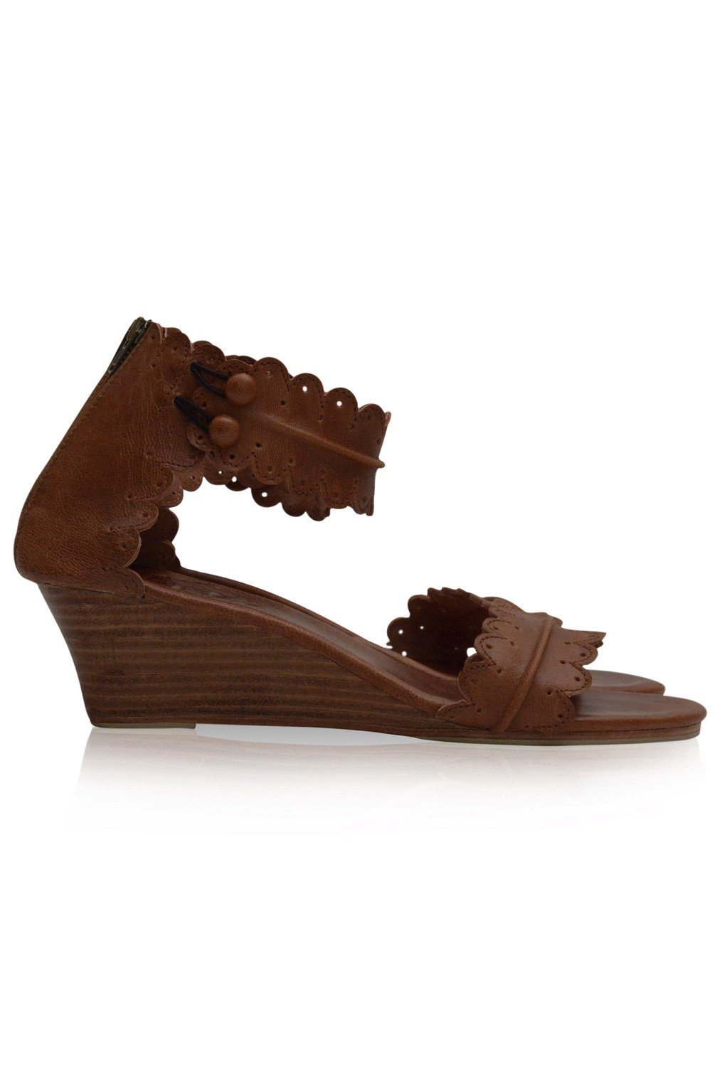 Jessamine Wooden Wedge Leather Sandals