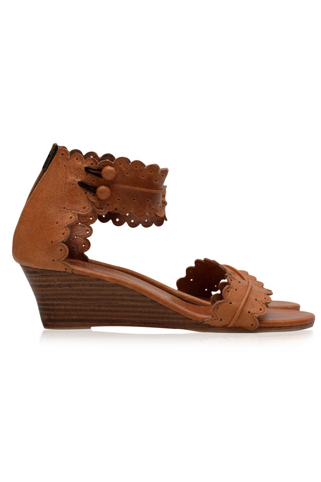 Jessamine Wooden Wedge Leather Sandals