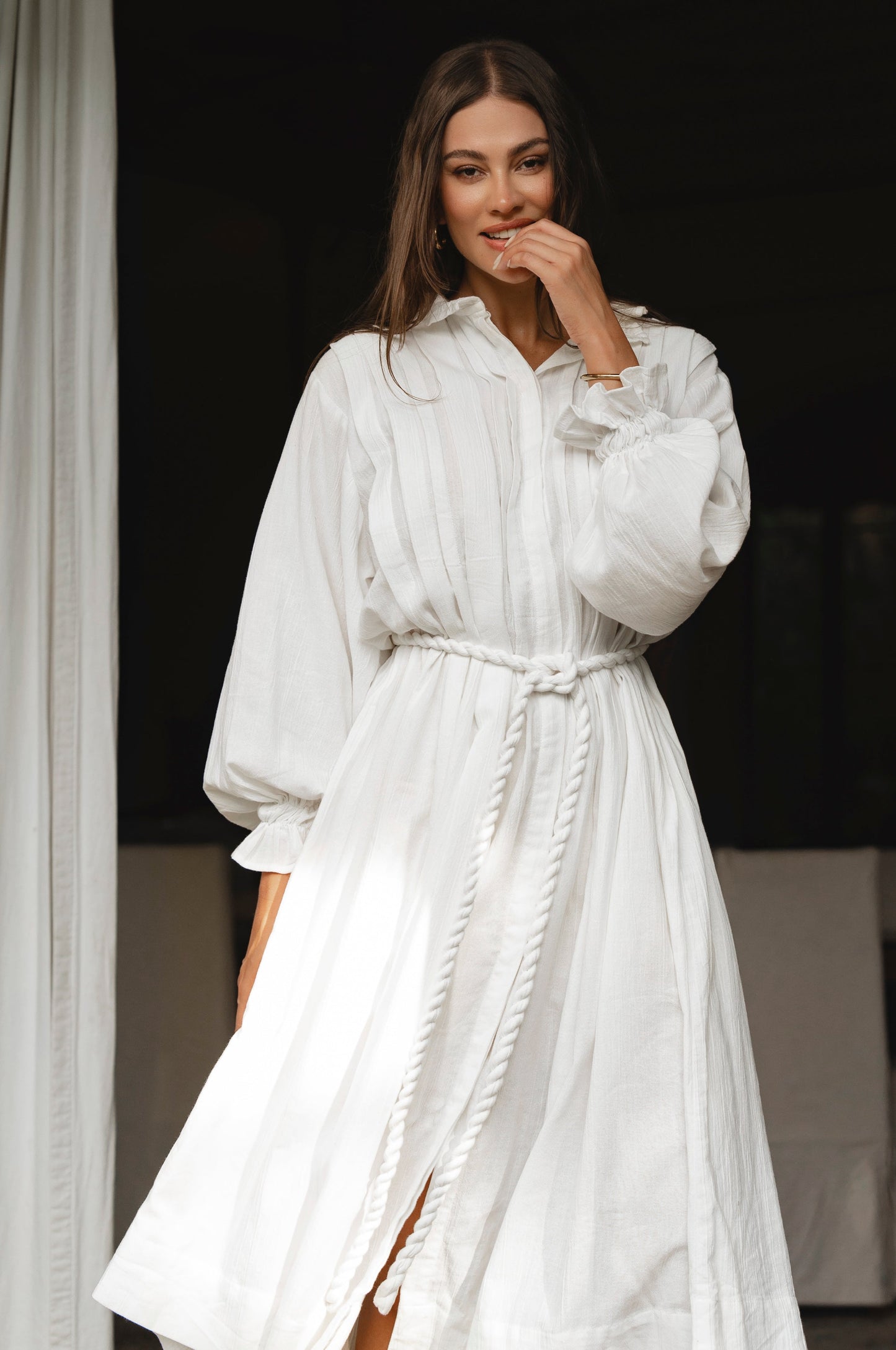 Yama Ruffle Linen Dress