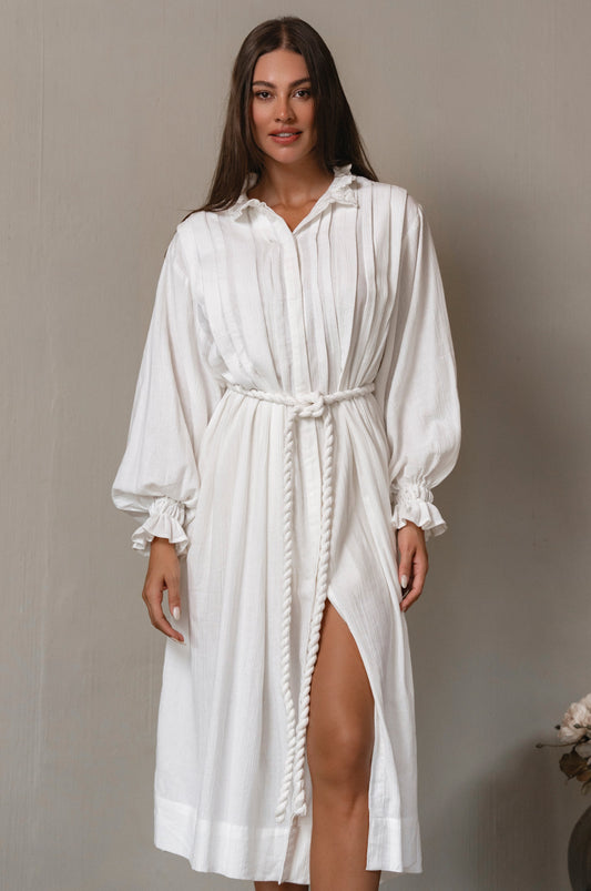 Yama Ruffle Linen Dress