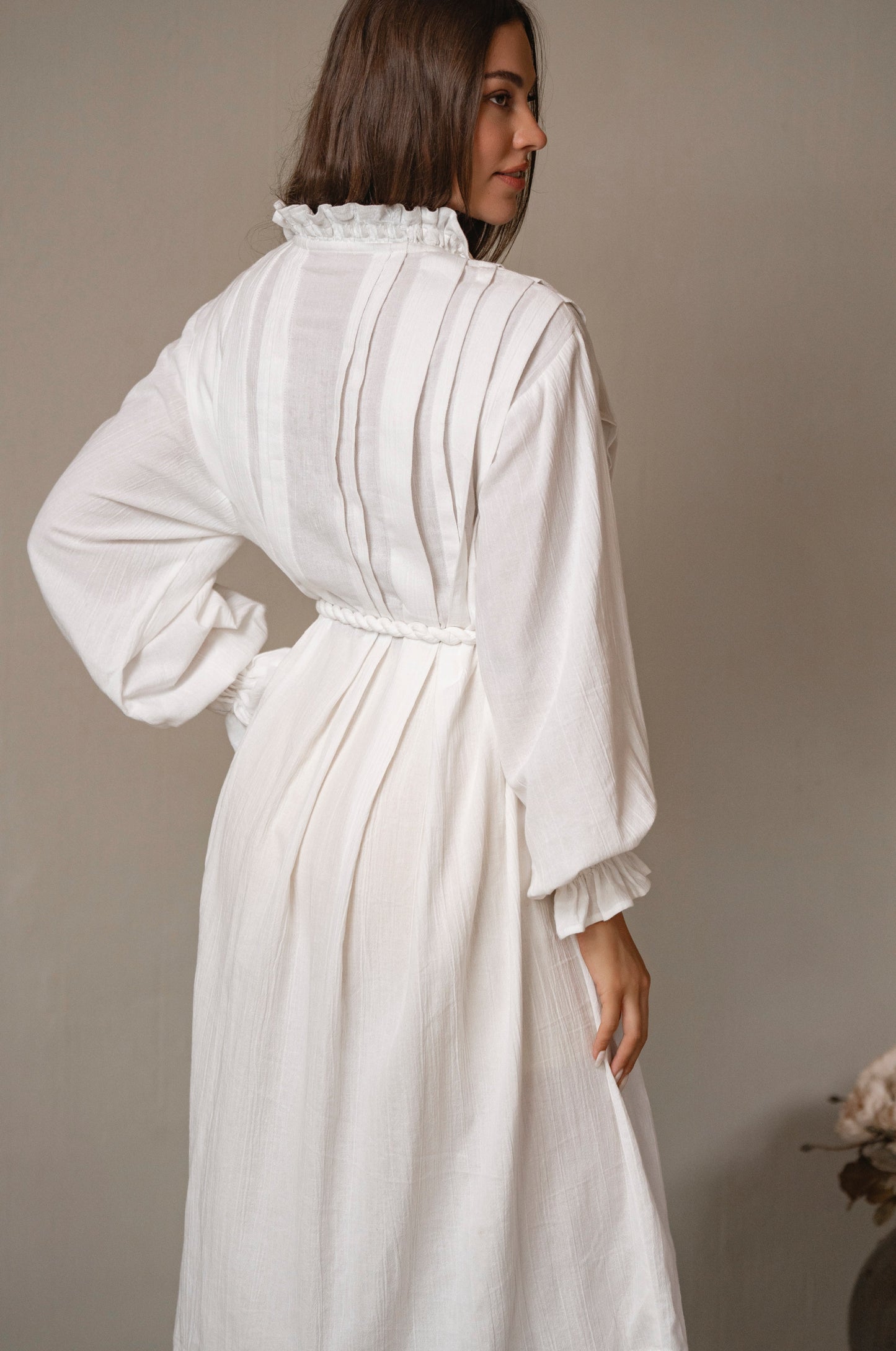 Yama Ruffle Linen Dress